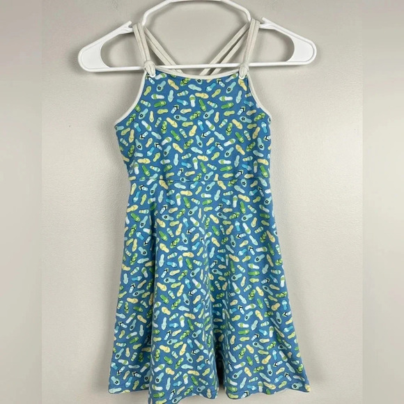 🩴 Gymboree Vintage Pool Party Size 7 Girl Blue Flip-Flop Knit Dresses, Pretty! - Picture 1 of 9